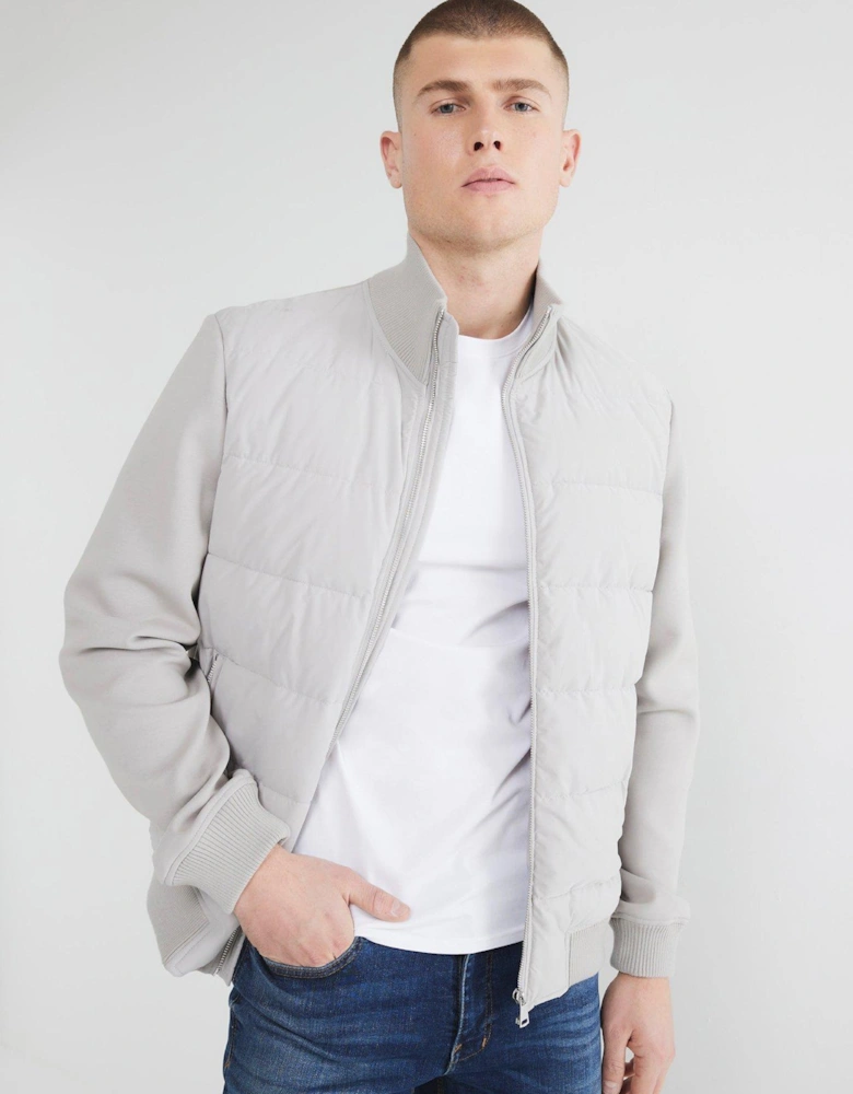 Quilted Hybrid Funnel Neck - Grey
