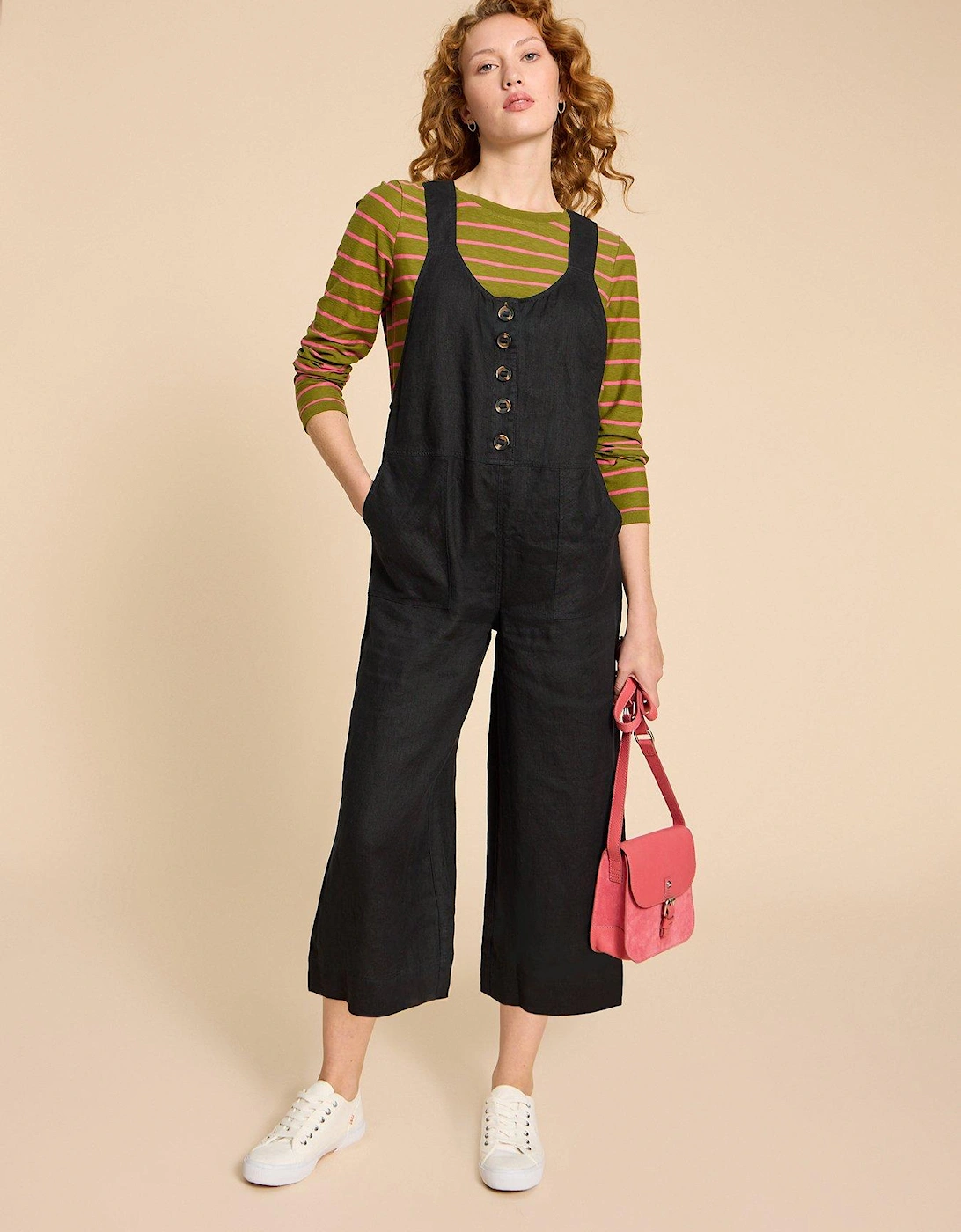 Viola Linen Dungaree - Black, 2 of 1