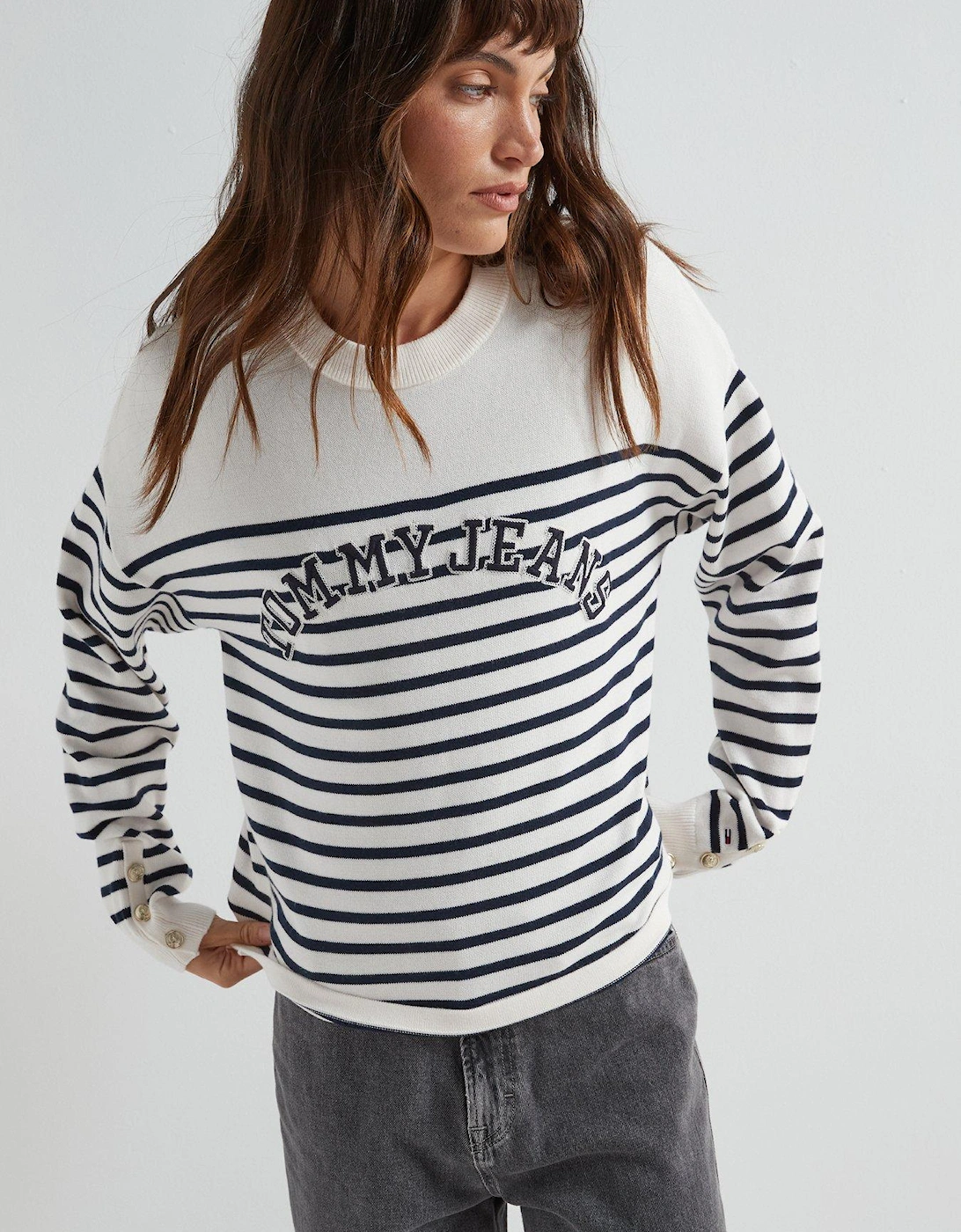 Striped Varsity Logo Jumper - White, 6 of 5