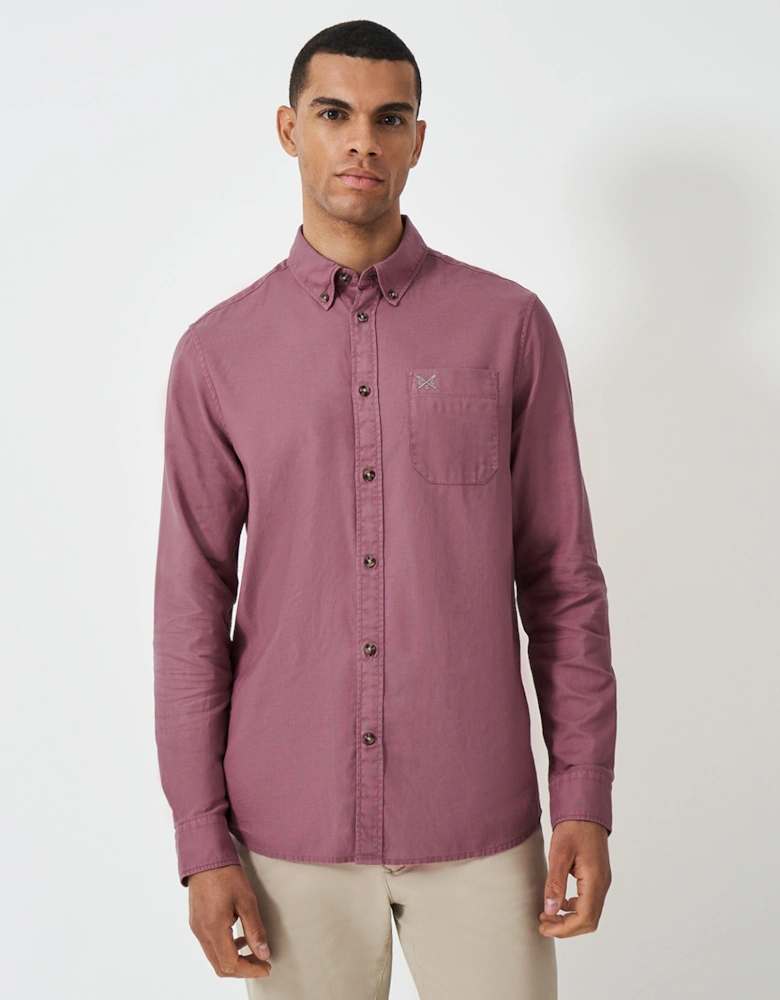 Men's Long Sleeve Garment Dyed Oxfords Shirt Deco Rose