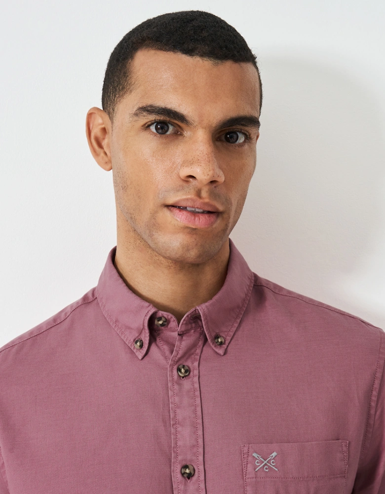 Men's Long Sleeve Garment Dyed Oxfords Shirt Deco Rose