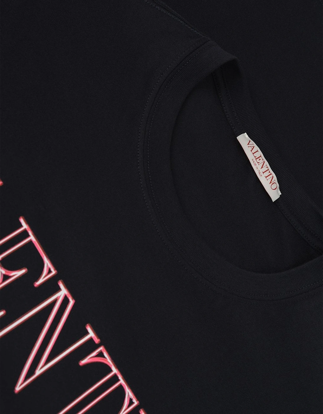 Neon Universe Pink Outlined Printed T-Shirt in Black