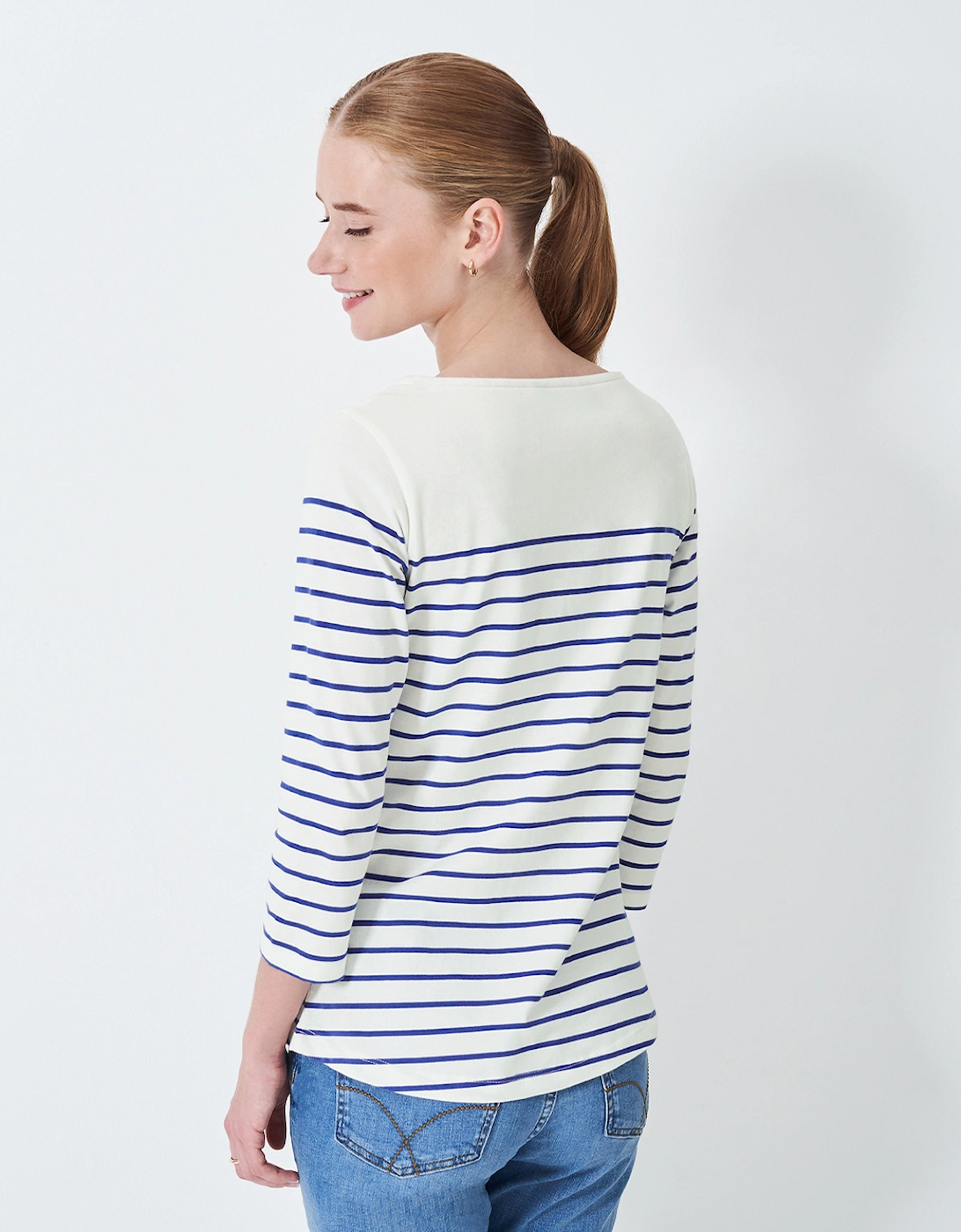 Women's Embroidered Essential Breton White/Navy/Duck Embroidery