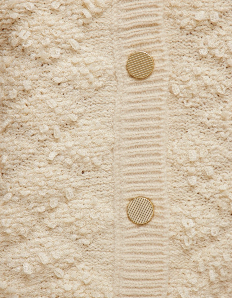 Ineyah O-neck Long Sleeve Button Knit Cardigan Birch Gold Button