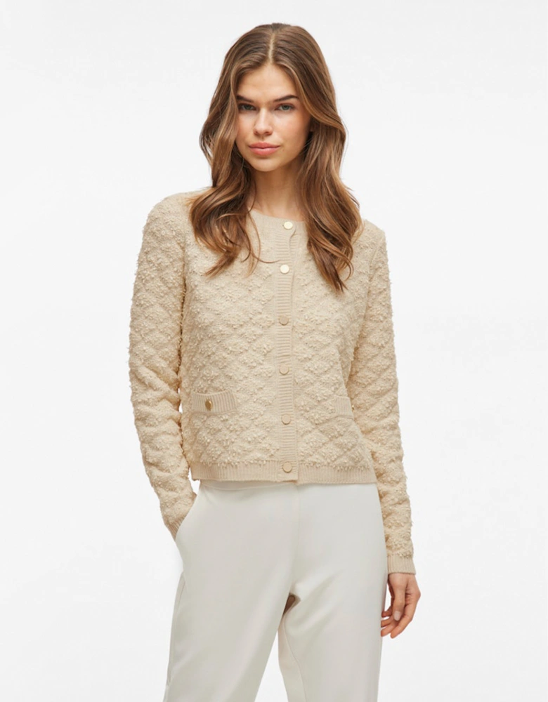 Ineyah O-neck Long Sleeve Button Knit Cardigan Birch Gold Button