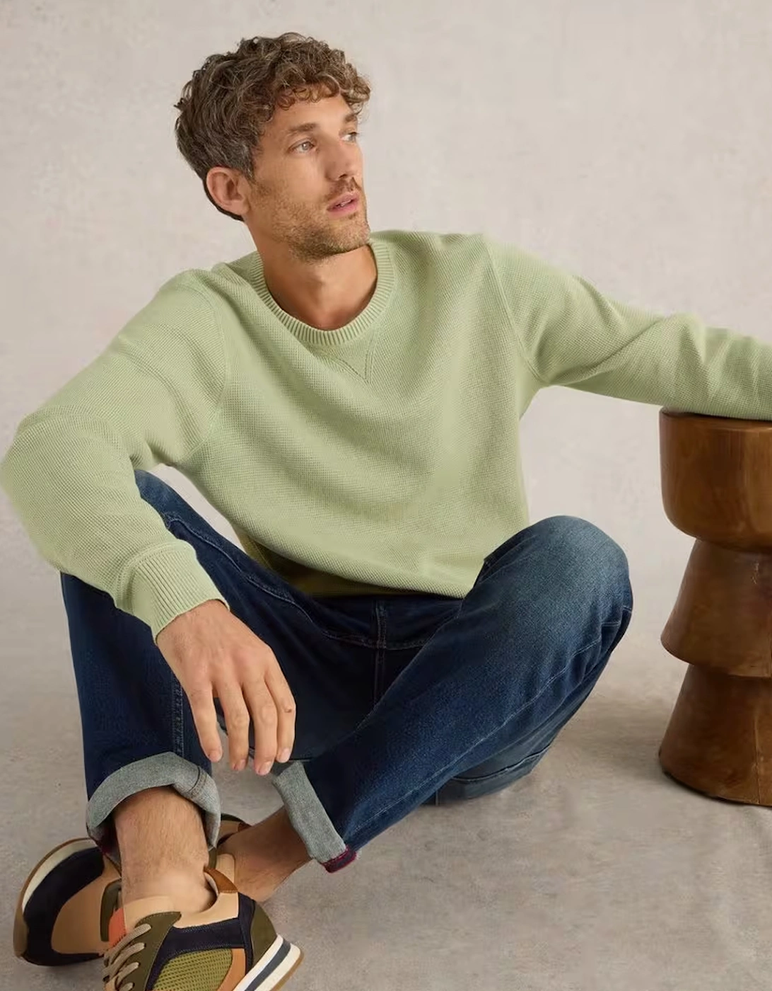 Men's Attadale Crew Neck Jumper Light Green