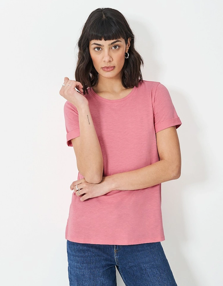 Women's Perfect Crew Neck Slub T-Shirt Flamingo Plume Pink