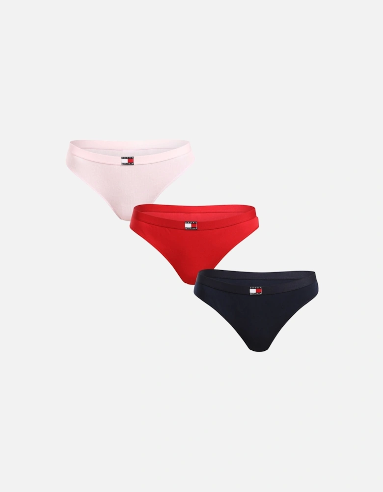 3-Pack Heritage Badge Thongs, Red/Pink/Navy