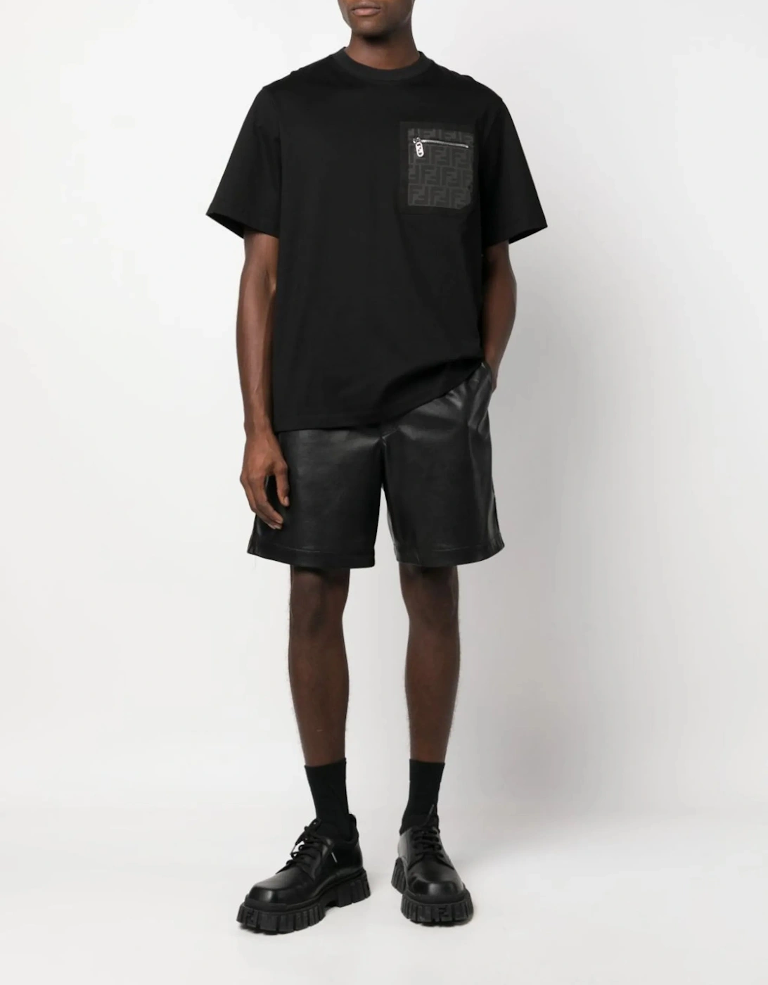 FF Monogram Pocket Oversized T-Shirt in Black