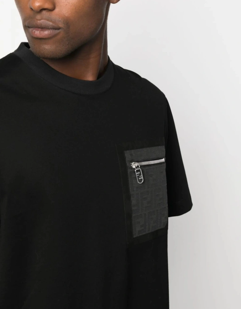 FF Monogram Pocket Oversized T-Shirt in Black