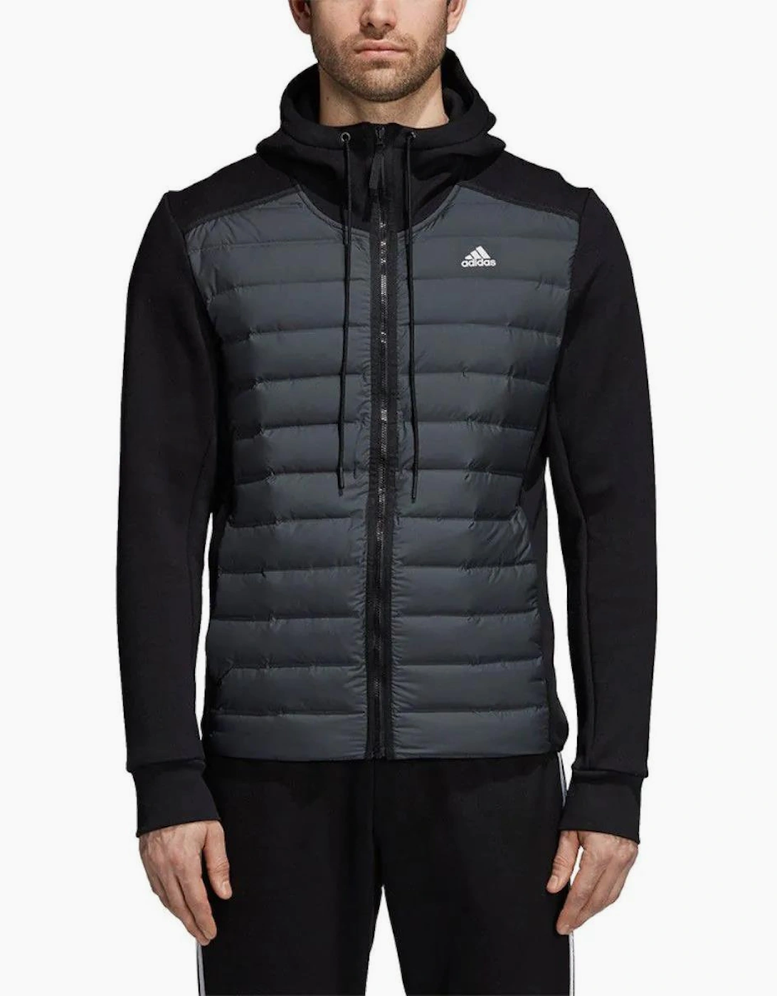 Men's Adidas Jacket Varilite Hybrid Hooded F/Z - Black - Size: 36