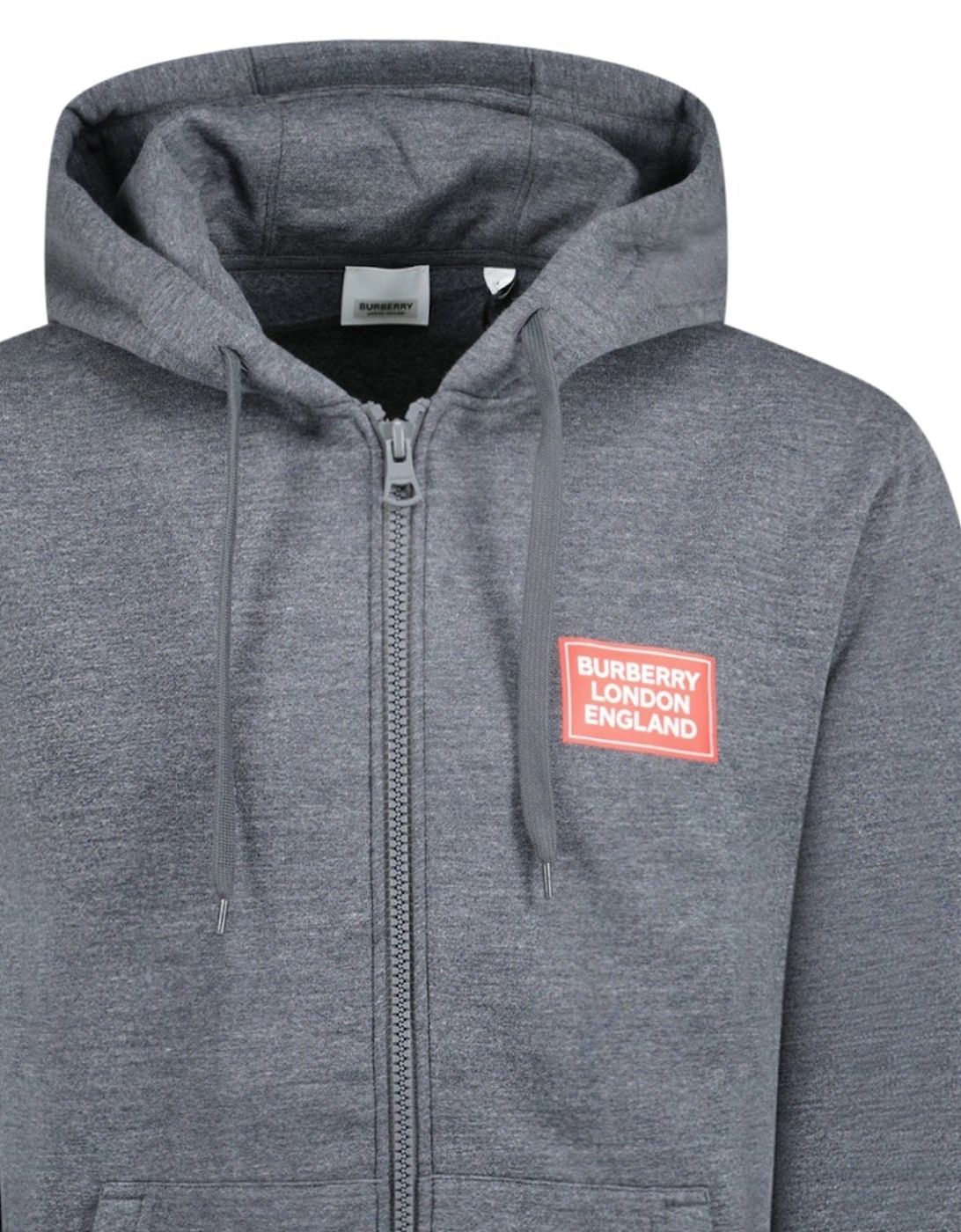 'Hove' Logo Hoodie Zip Sweatshirt Grey