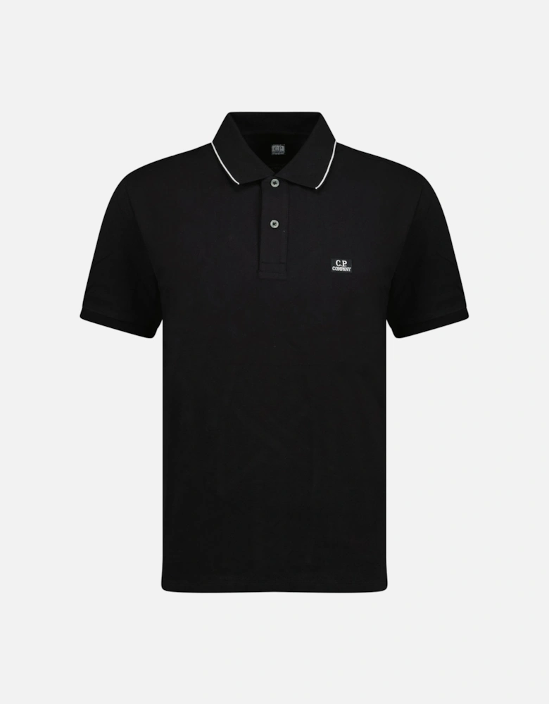 Stretch Piquet Striped Collar Polo Shirt Black