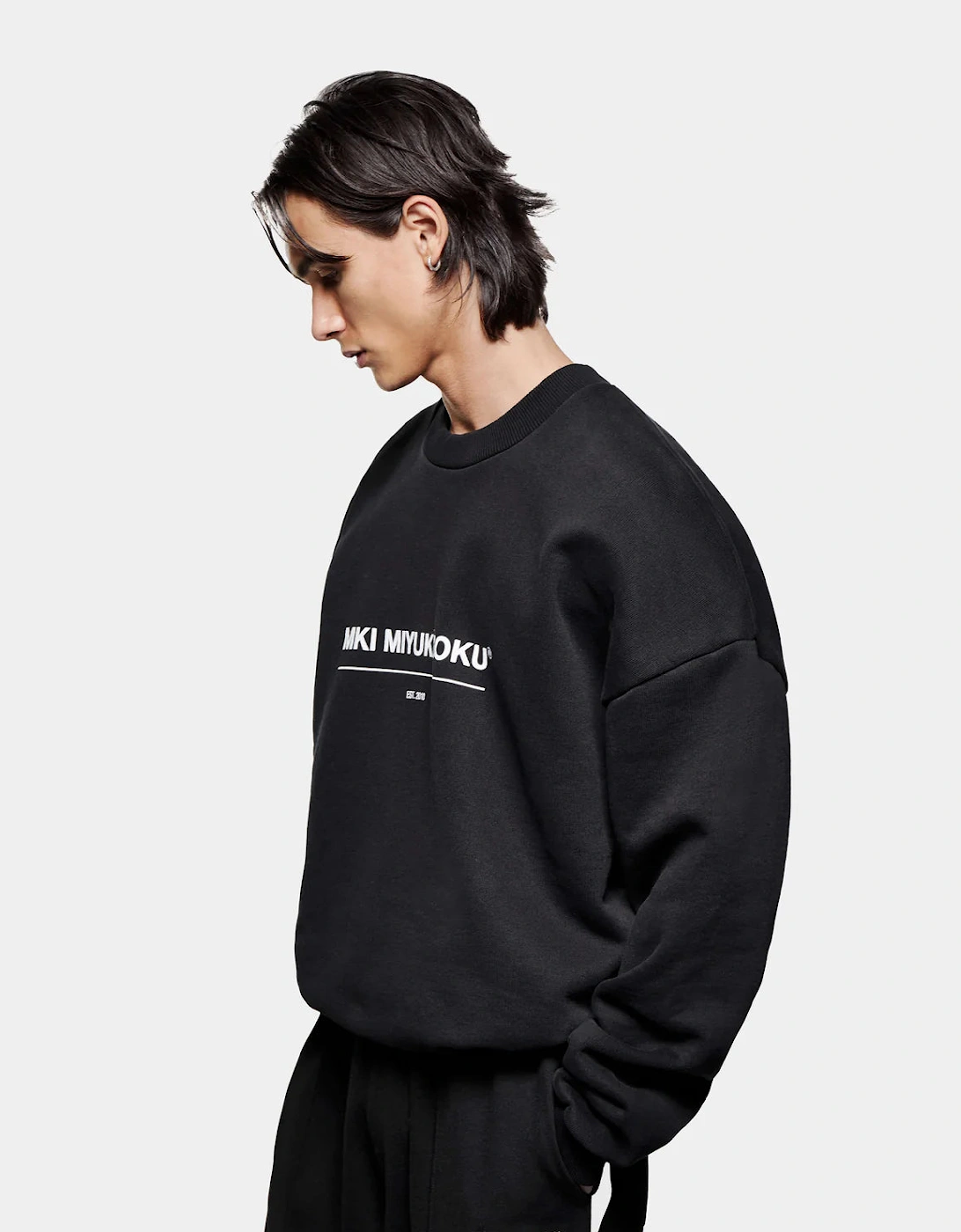 Oversized Linear Crewneck Sweatshirt