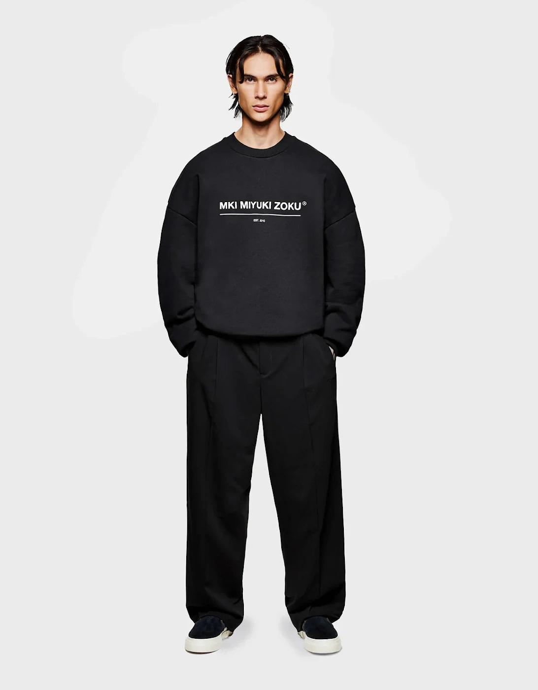 Oversized Linear Crewneck Sweatshirt