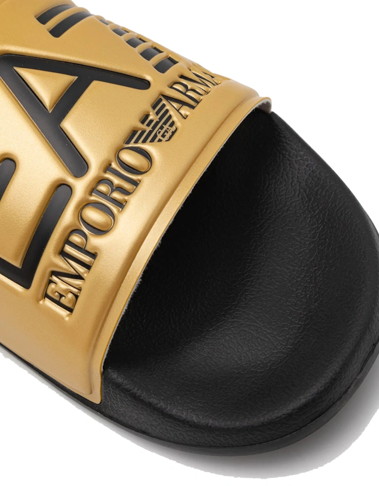 Emporio Armani Visibility Logo Slides Shiny Gold/Black