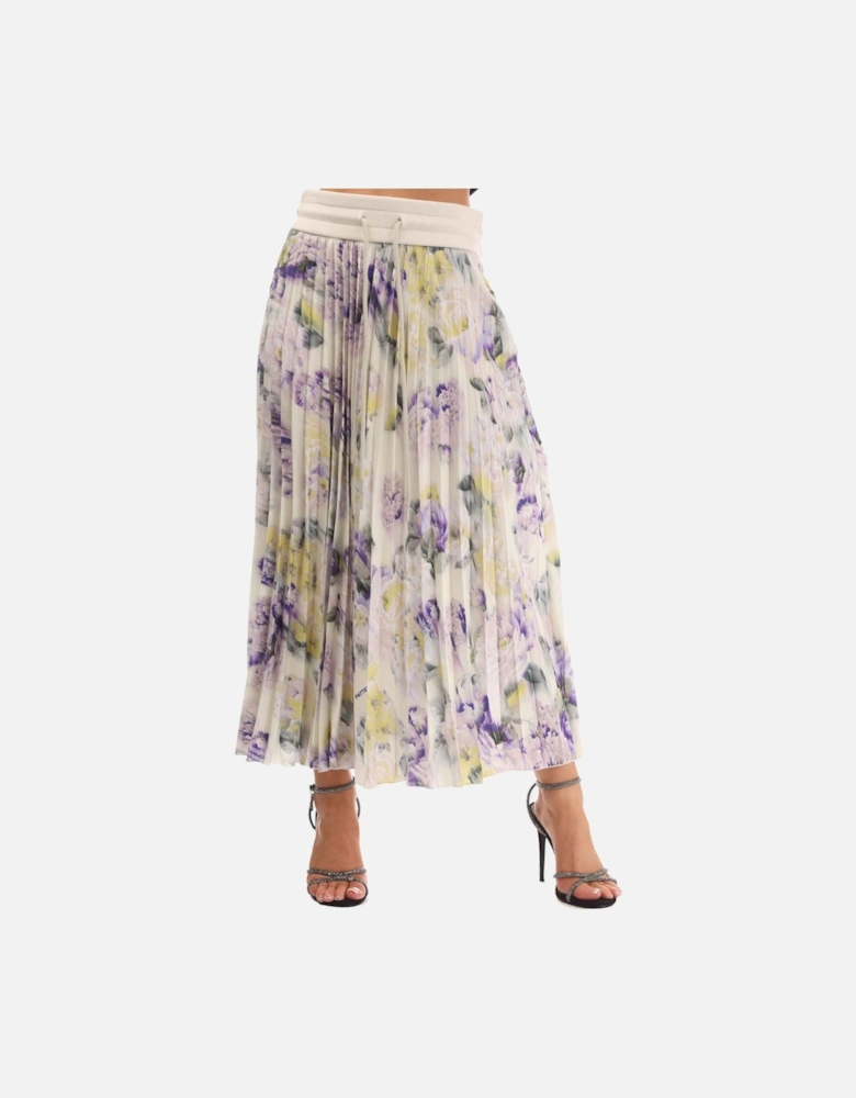 Chine Satin Plisse Skirt