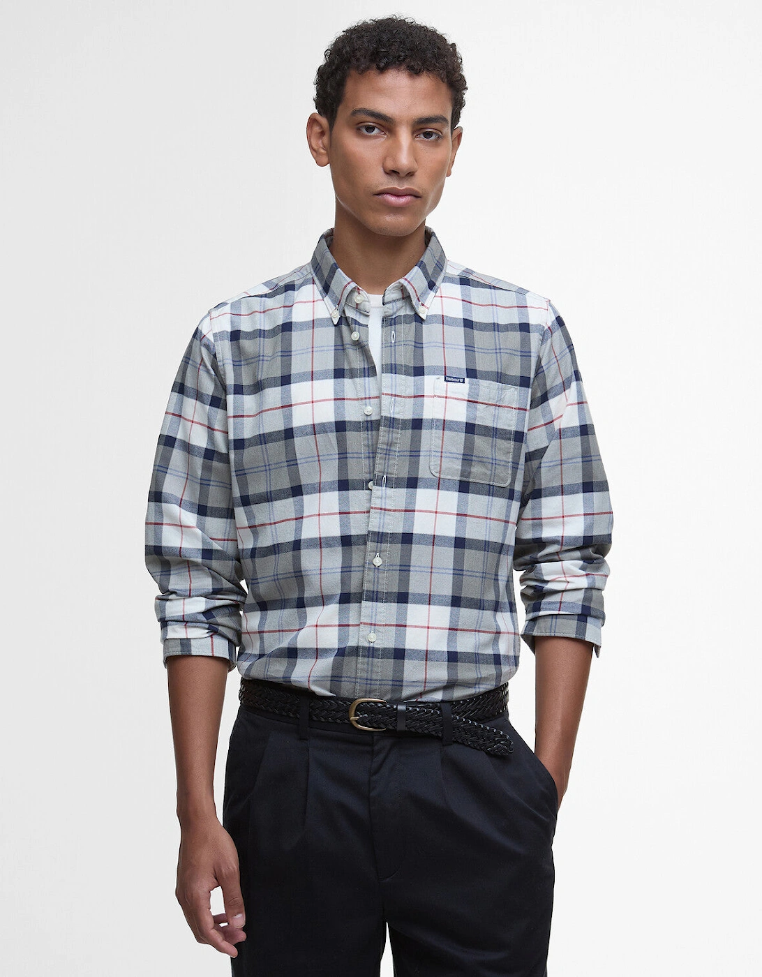 Lewis Tailored Long Sleeve Check Shirt - Bleached Pine Tartan