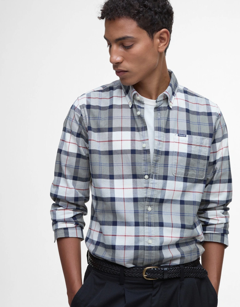 Lewis Tailored Long Sleeve Check Shirt - Bleached Pine Tartan