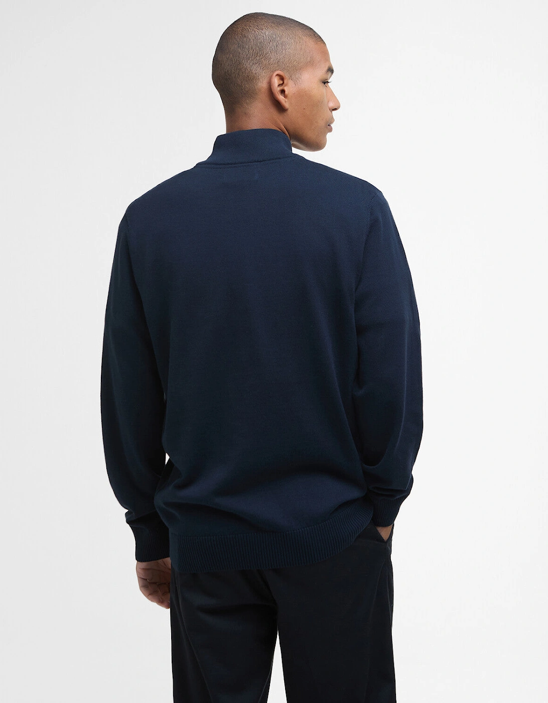 Lingwood Half Zip Funnel Neck Knitted Jumper - Navy Blue