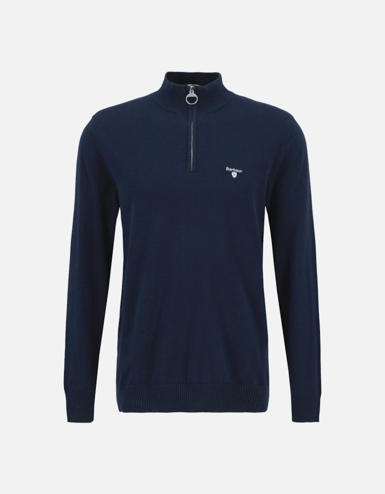 Lingwood Half Zip Funnel Neck Knitted Jumper - Navy Blue