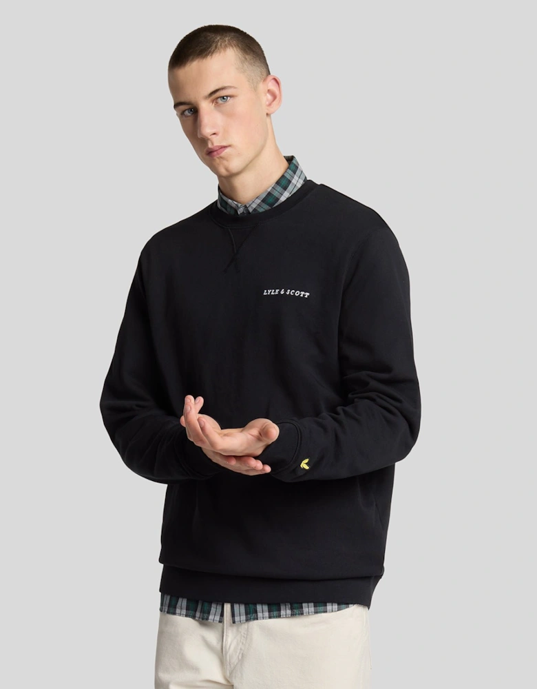 Loopback Embroidered Crew Neck Sweatshirt