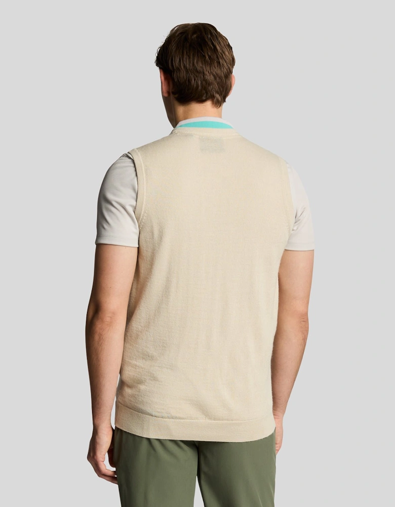 Golf Merino Blend Knitted V-Neck Vest