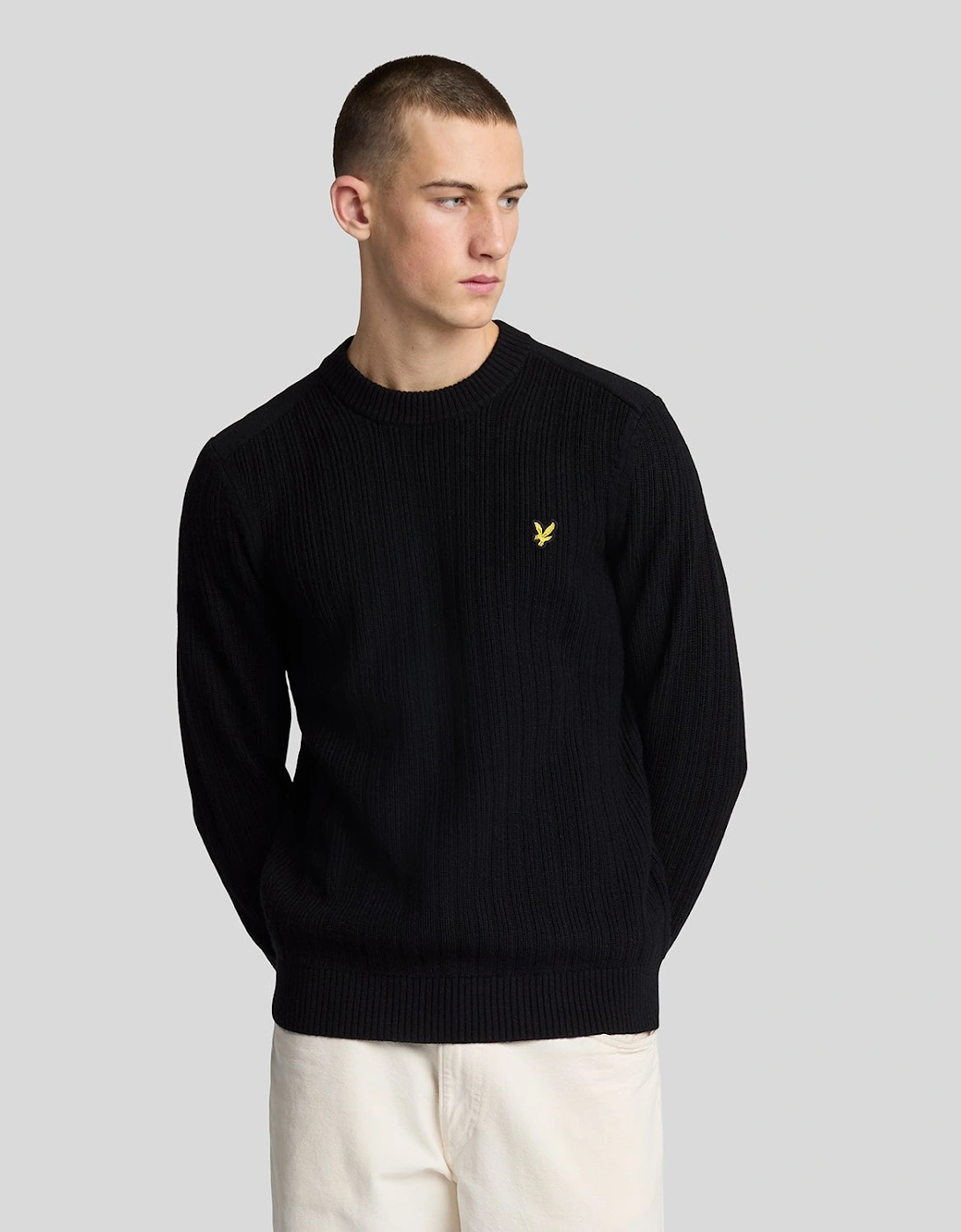 Lyle And Scott Men's Black Ribbed Crew Neck Jumper - : 34 Xs