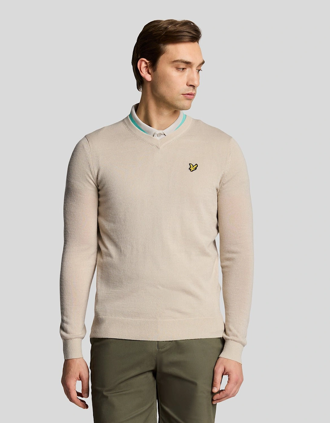 Lyle And Scott Men's Tan Golf V Neck Jumper - : 38/Regular M