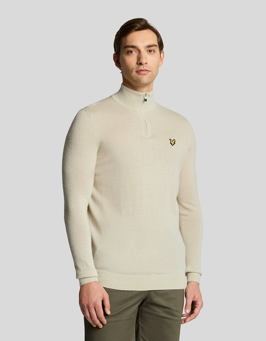 Lyle And Scott Men's Tan Golf 1/4 Zip Merino Jumper - : 38/Regular M