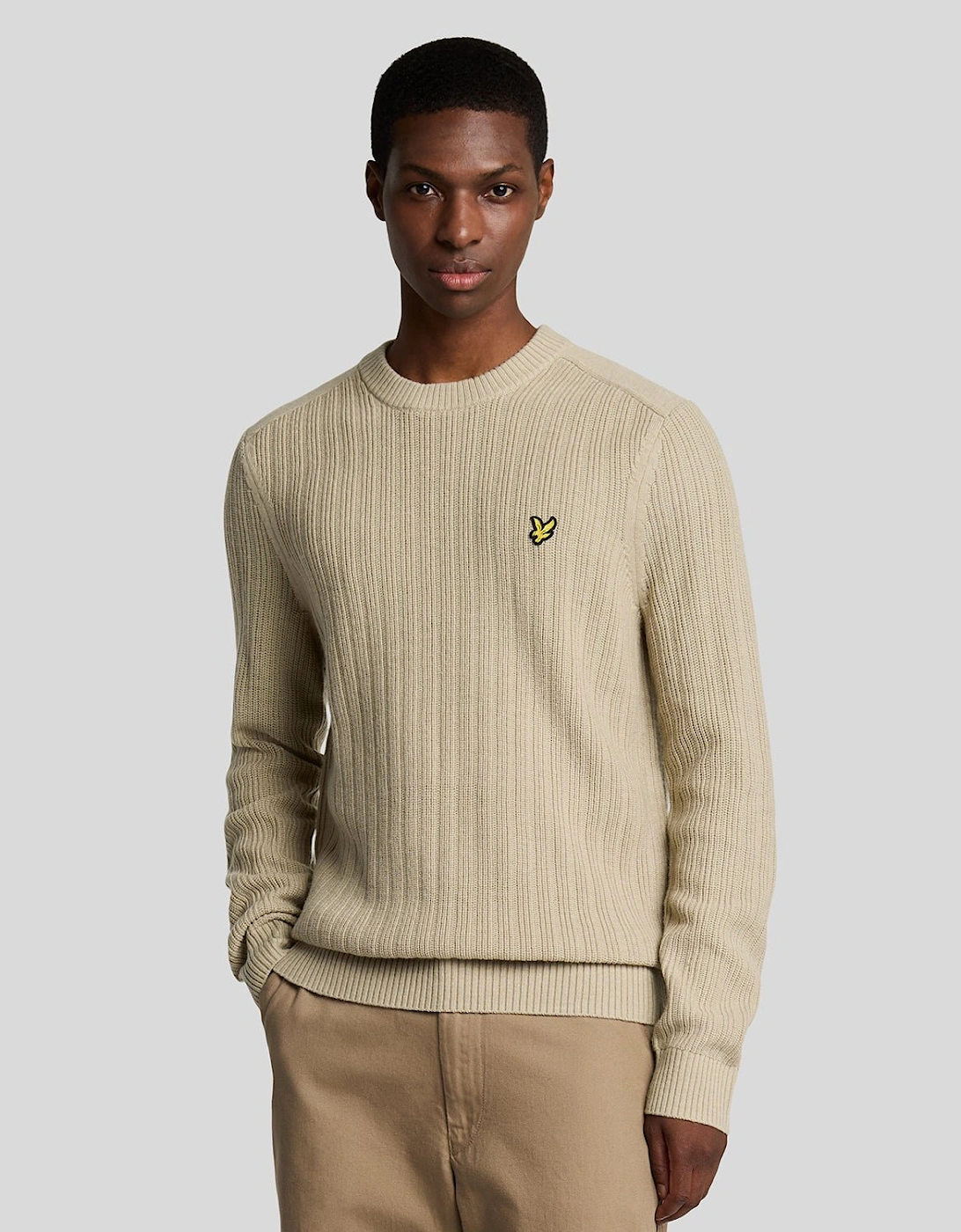 Lyle And Scott Men's Tan Ribbed Crew Neck Jumper - - : 38/Regular M