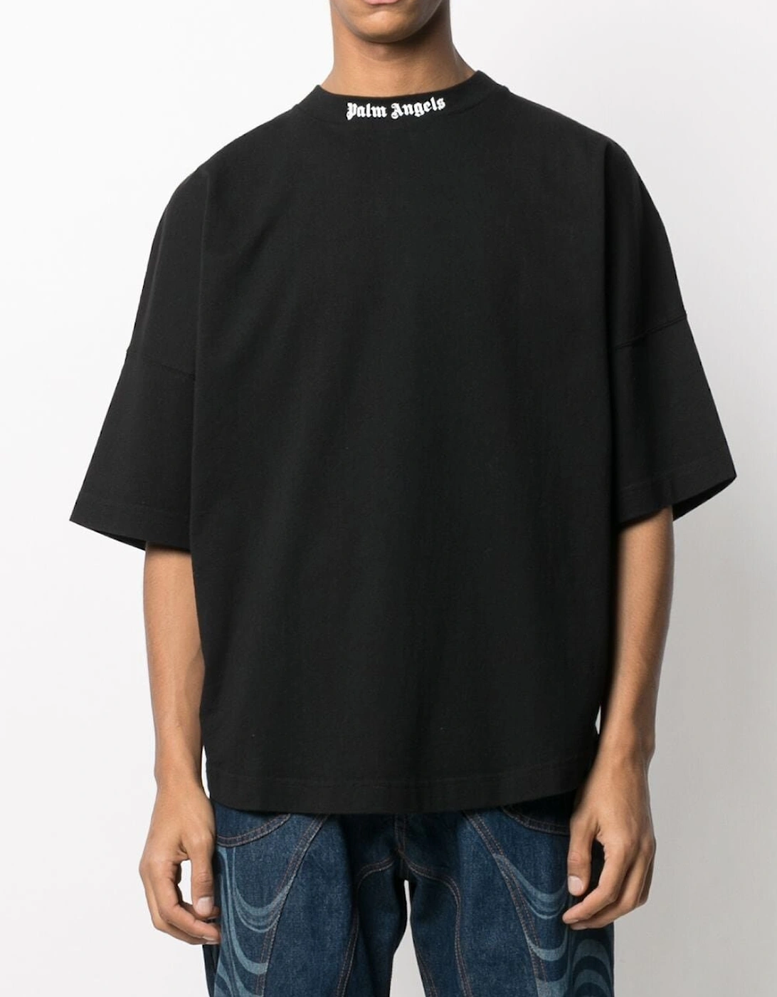 Oversized Mock Neck T-shirt Black