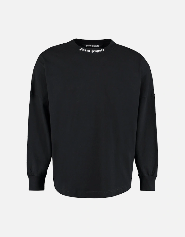 Classic Logo Print Long Sleeved T-Shirt in Black