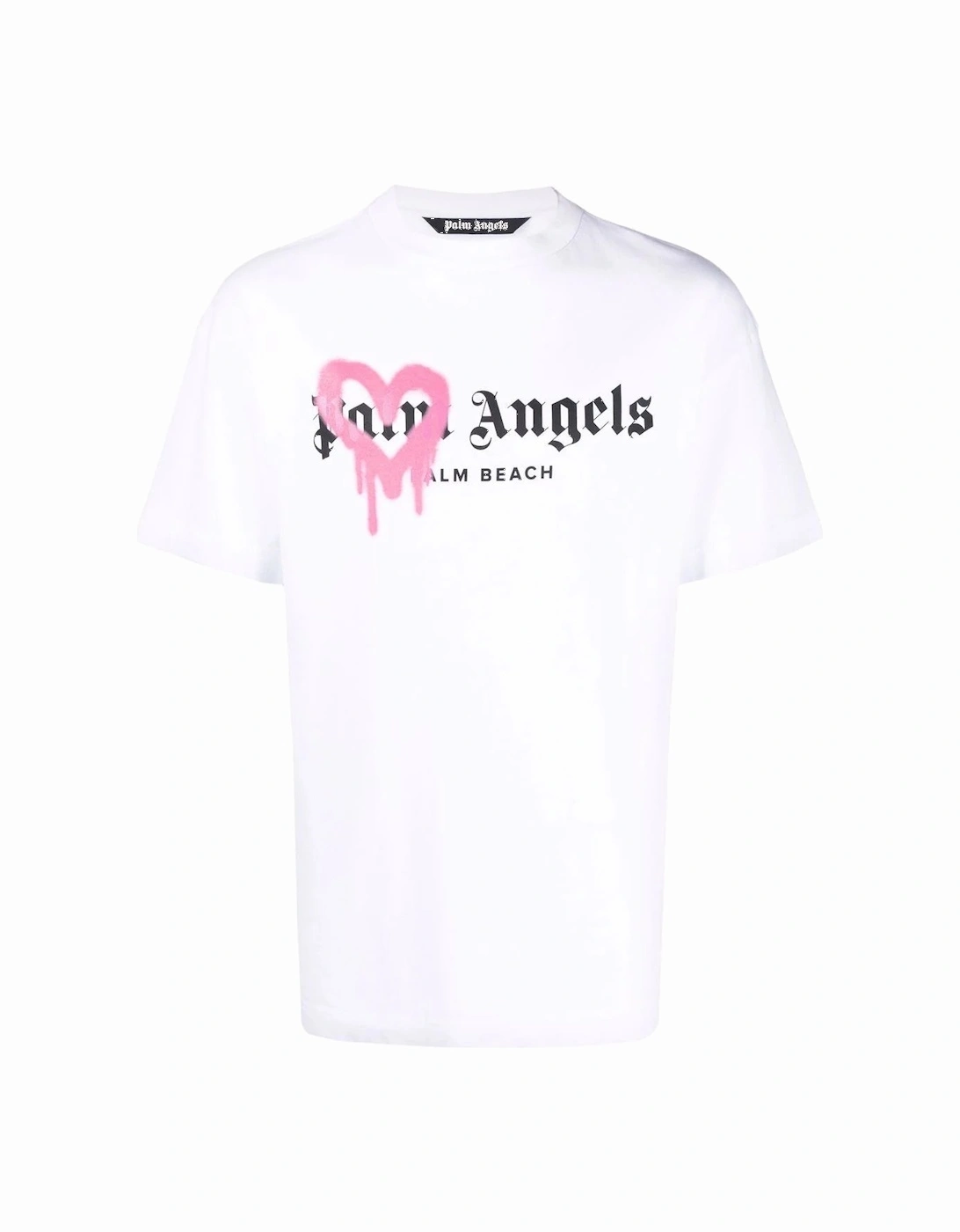 Pink Heart Palm Beach Sprayed T-Shirt in White, 6 of 5