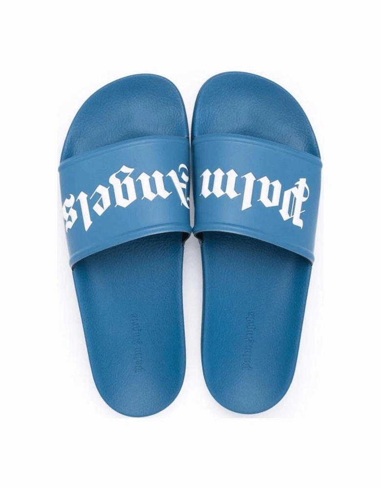 Logo Embossed Sliders in Blue