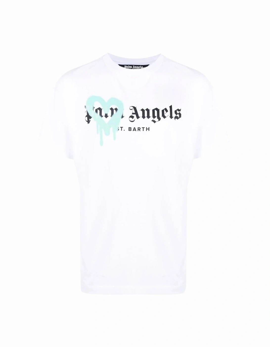 Saint Barth Blue Heart Sprayed Printed T-Shirt in White, 6 of 5