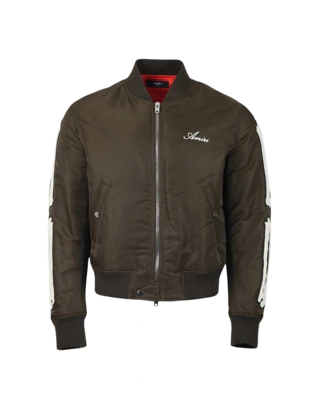 Men's Amiri Bones Design Green Bomber Jacket - Brown - Size: 40/Regular