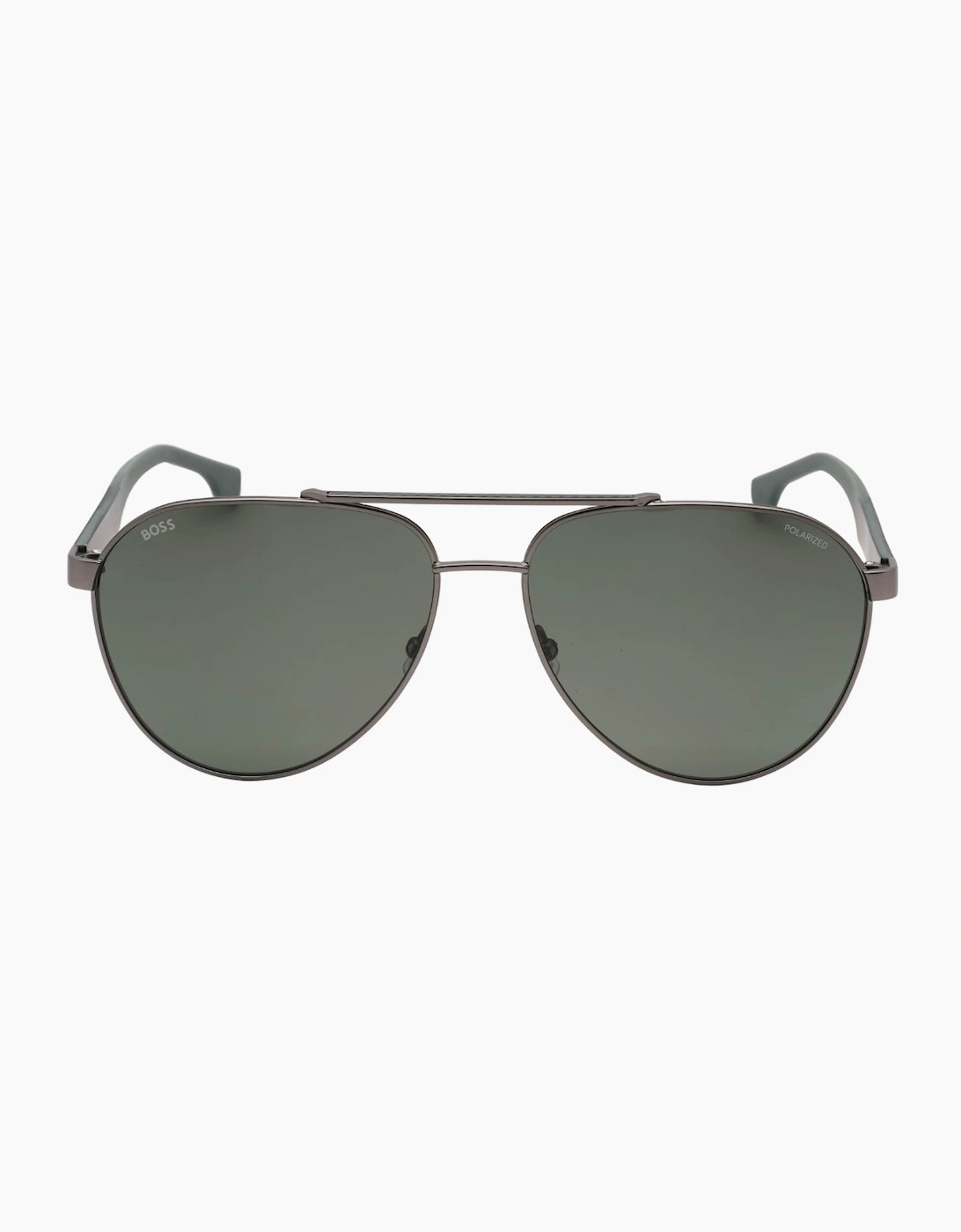 Hugo Boss Men's Grey/Green Polarized Lens Matte Ruthenium Sunglasses - Size: One Size