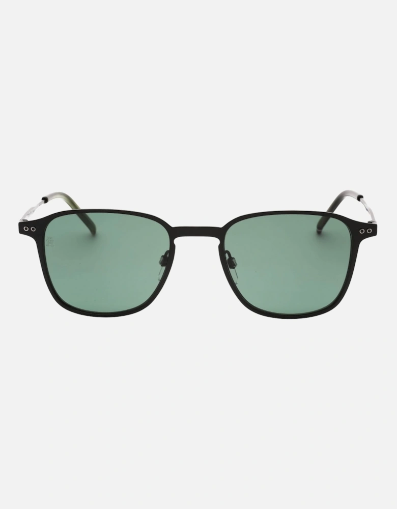 Tommy Hiliger Green Lens Matte Black Sunglasses