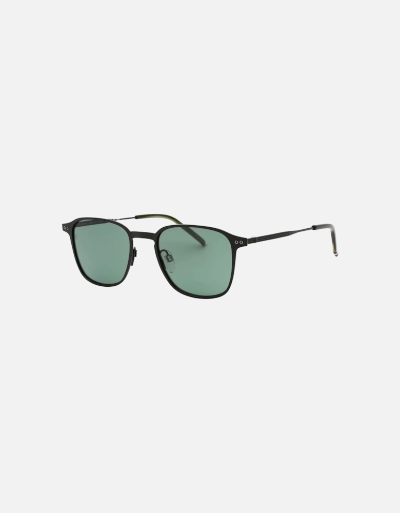 Tommy Hiliger Green Lens Matte Black Sunglasses