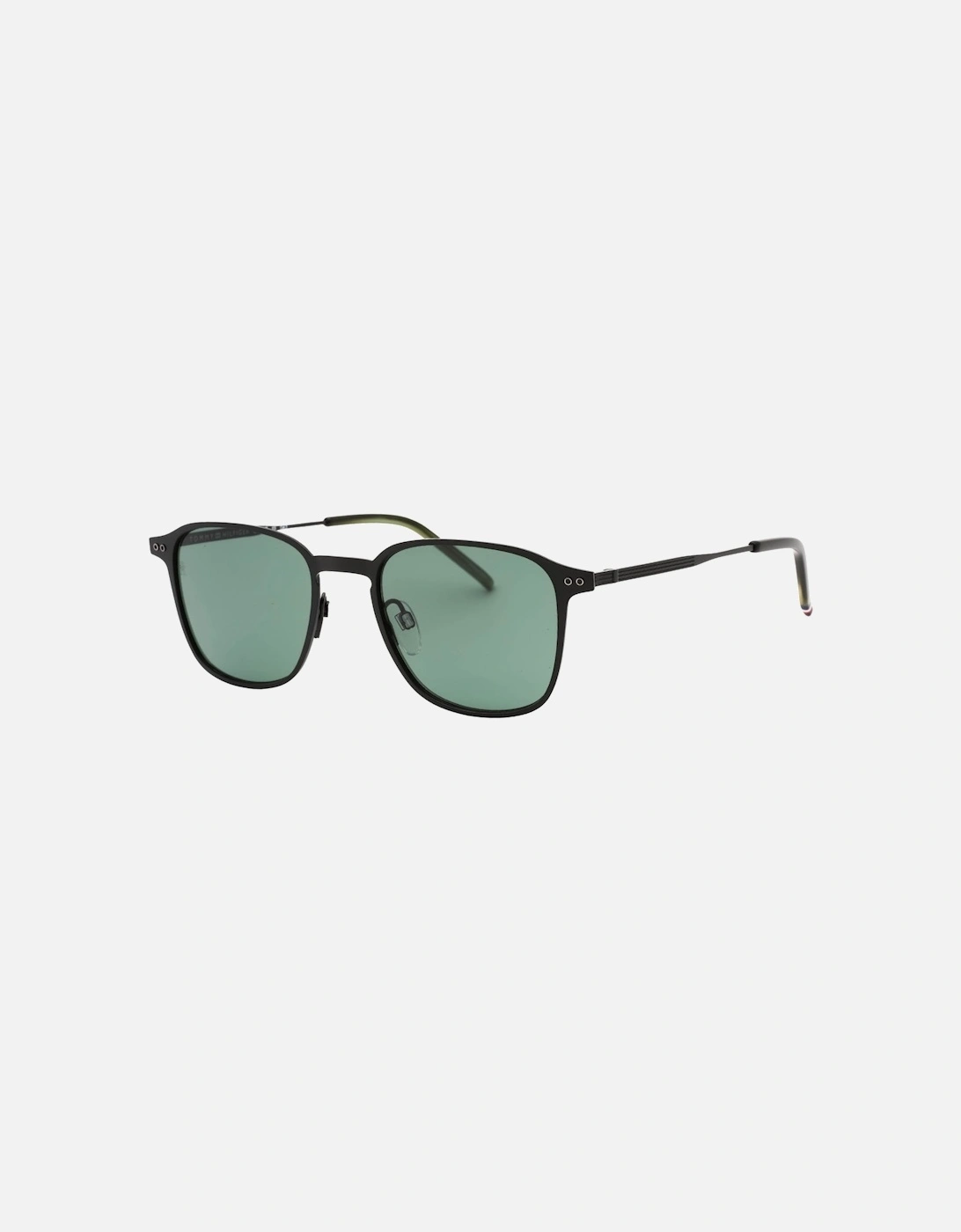 Tommy Hiliger Green Lens Matte Black Sunglasses