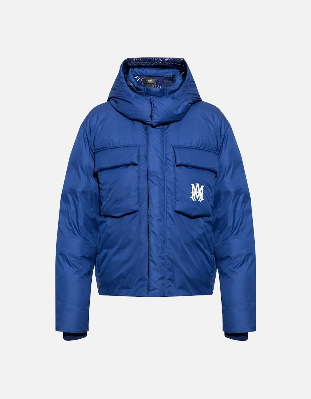 Bold Logo Blue Hooded Down Jacket, 5 of 4