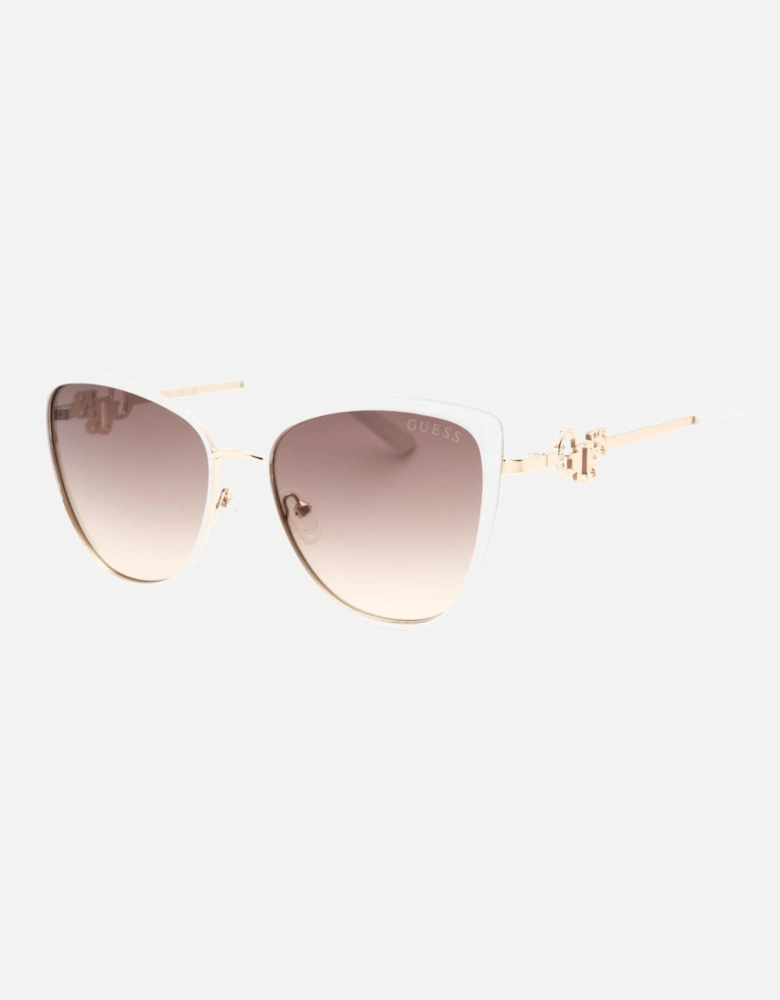 White Outlined Frame Rose Gold Sunglasses