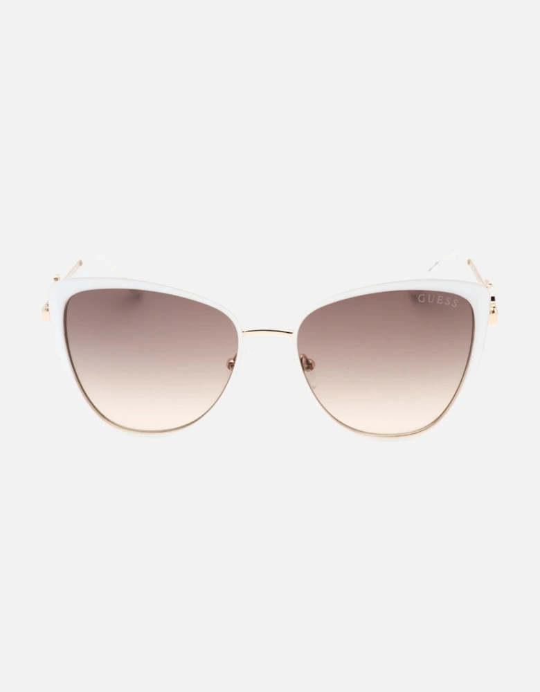 White Outlined Frame Rose Gold Sunglasses