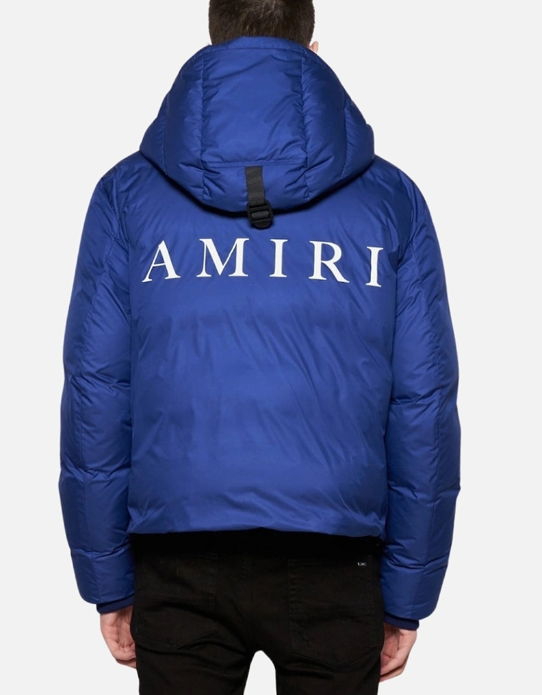 Bold Logo Blue Hooded Down Jacket