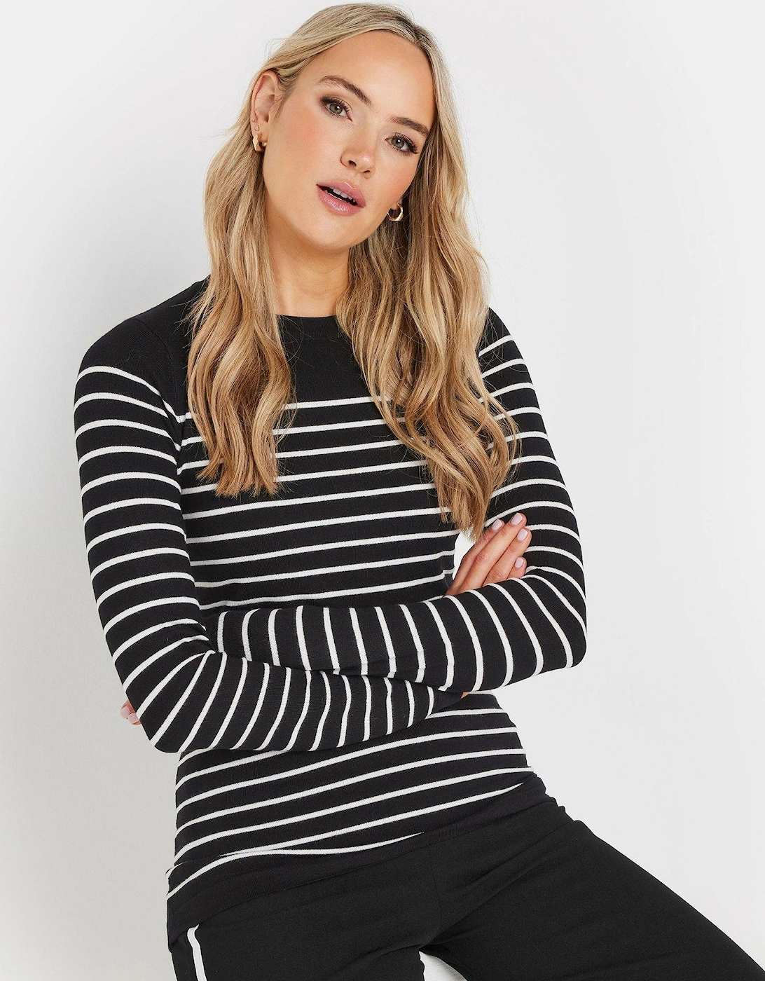 Tall Stripe Fine Gauge Jumper - Black, 2 of 1