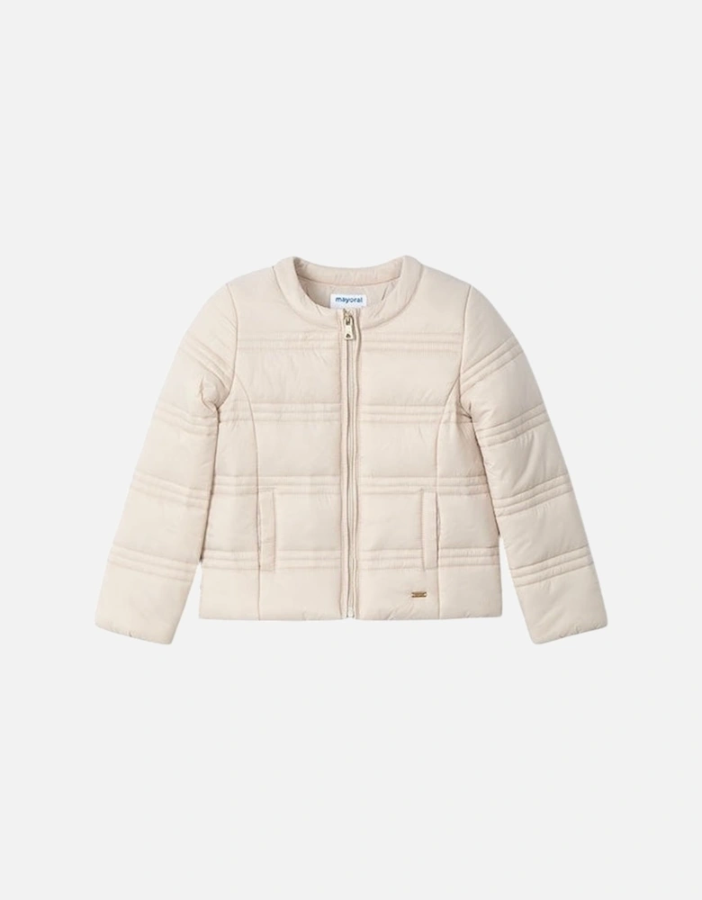 Girls Beige Bomber Jacket