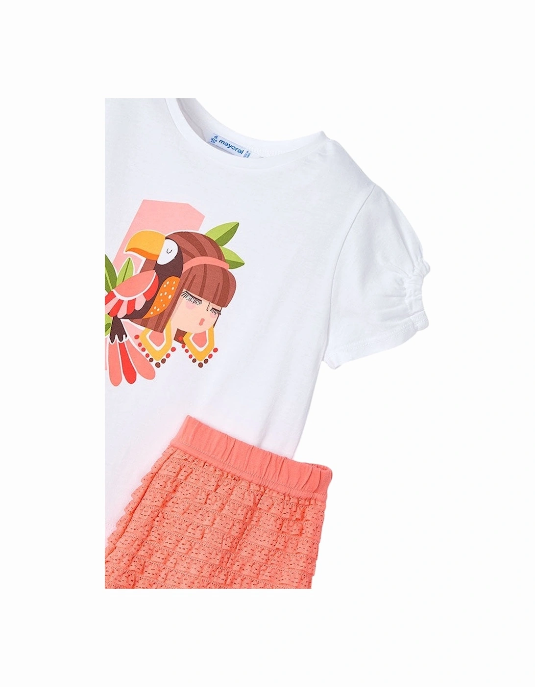 Girls Coral Frill Short Set