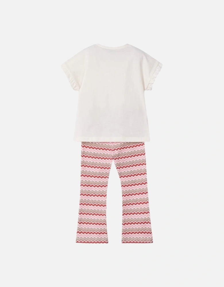 Girls Orange Zig Zag Flared Trouser Set