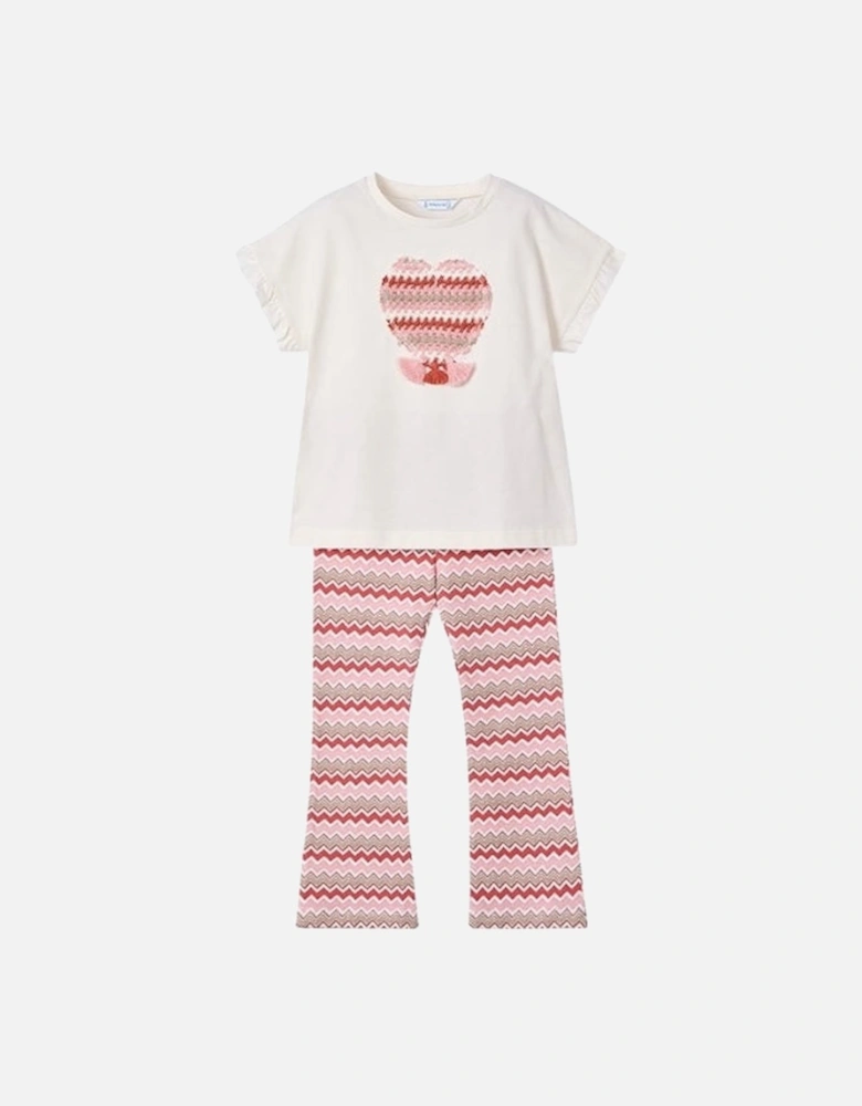 Girls Orange Zig Zag Flared Trouser Set